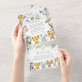 Jungle Animals, Safari, Wild One, Babydusche All In One Einladung