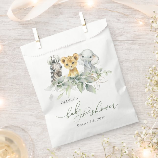 Jungle Animals, Safari, Wild One, Babydusche Geschenktütchen (Ausgeschnitten)