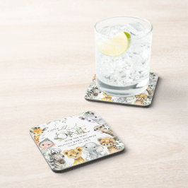 Jungle Animals, Safari, Wild One, Babydusche Getränkeuntersetzer