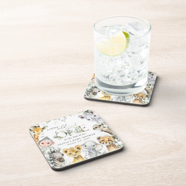 Jungle Animals, Safari, Wild One, Babydusche Getränkeuntersetzer (Rechte Seite)