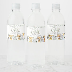 Jungle Animals, Safari, Wild One, Babydusche Wasserflaschenetikett