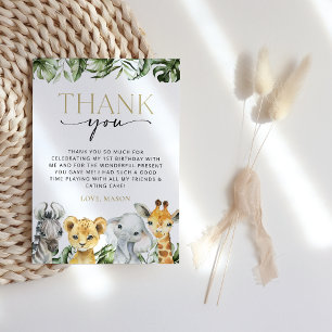 Jungle Animals, Safari, Wild One, erster Geburtsta Dankeskarte