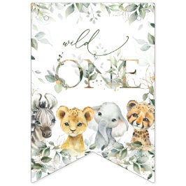 Jungle Animals, Safari, Wild One, First Birthday Wimpelkette