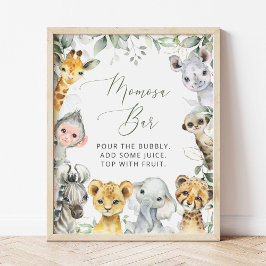 Jungle Animals, Safari, Wild One, Momosa Bar Poster