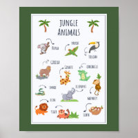 Jungle Animals School Bildung Learning