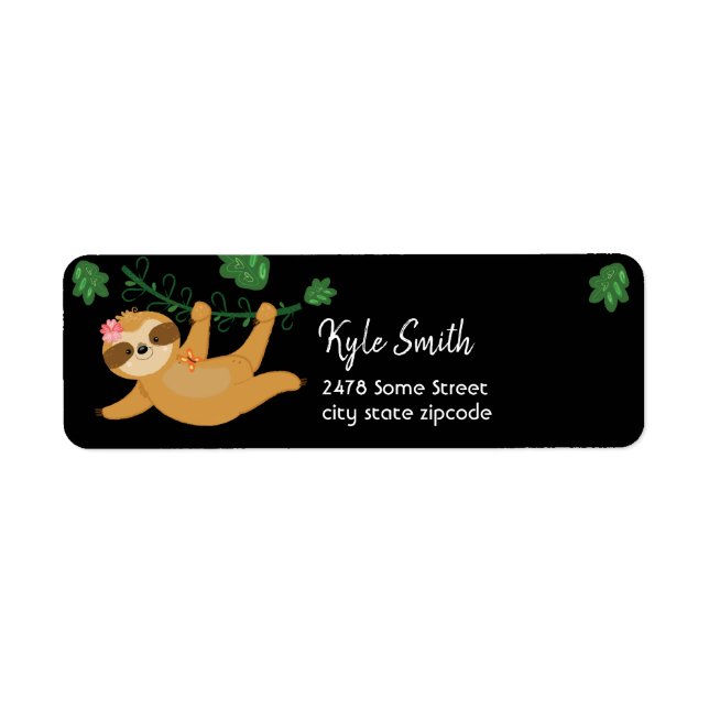 Jungle Animals Sloth Custom Address Labels (Vorne)
