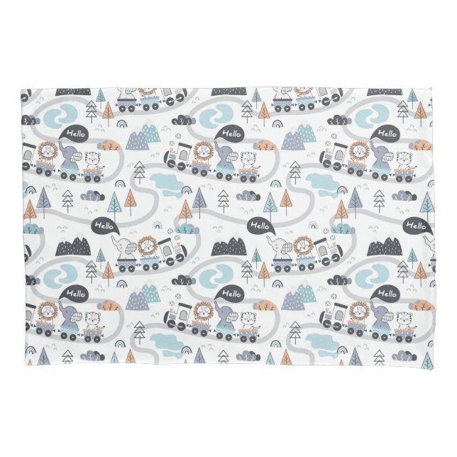 Jungle Animals Train Baby Kleinkind Boy Kissenbezug (Vorderseite)