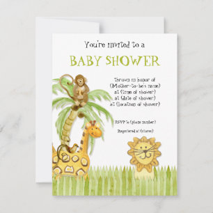 Jungle Babies, Boy Baby Shower Einladung - Grün
