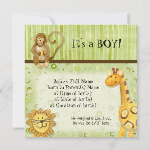 Jungle Babies, Boy Birth Ankündigung