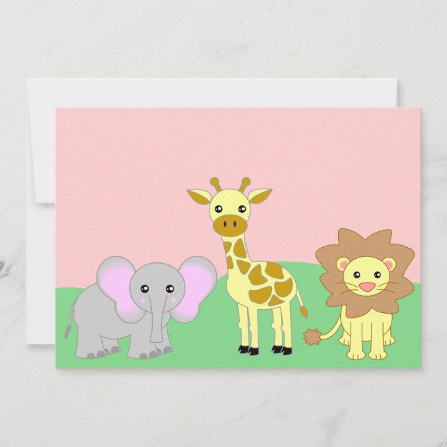 Jungle Baby Animals Baby Shower Einladungen Blank (Vorderseite)