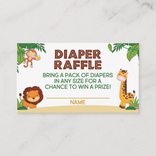 Jungle Baby Duwer Diaper Raffekarte Begleitkarte (Vorderseite)