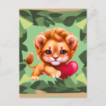 Jungle Baby Lion mit einem roten Herz