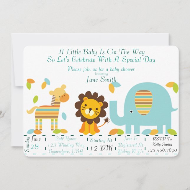 Jungle Baby Shower (Boy) Einladung (Vorderseite)