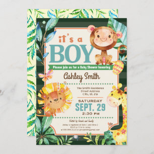 Jungle Baby Shower Einladung Boy