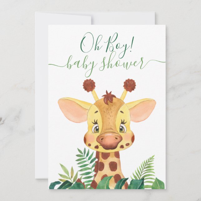 Jungle Baby Shower Giraffe Einladung (Rückseite)