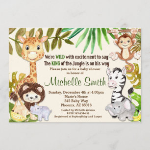 Jungle Baby Shower Invasion, Safari Einladung