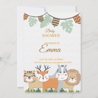 Jungle Baby Shower Invitation – Safari Animal Them Einladung