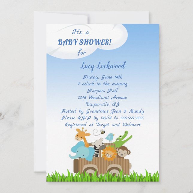 Jungle Babys Babys Babydusche Einladung (Vorderseite)