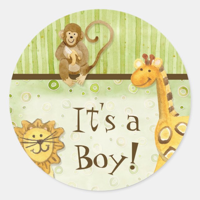 Jungle Babys, Boy Baby Stickers - Grün (Vorderseite)