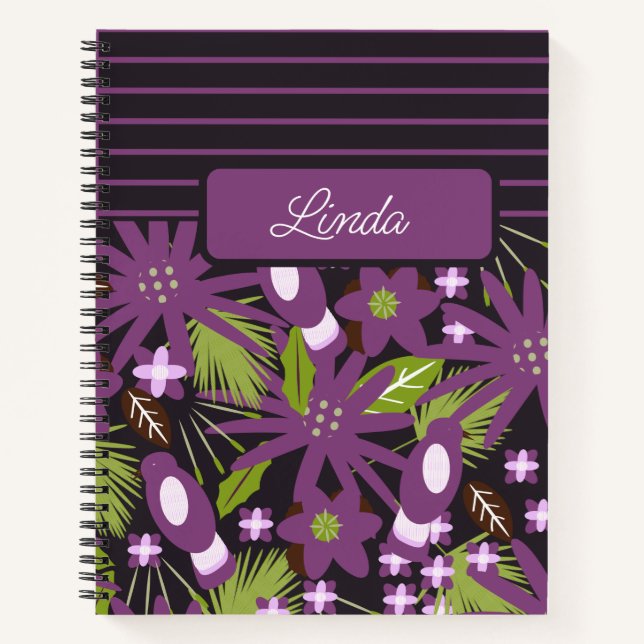 Jungle Birds Mute Lila Pattern Journal-Notebook Notizbuch (Vorderseite)