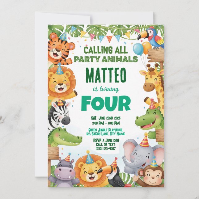 Jungle Birthday Einladung (Vorderseite)