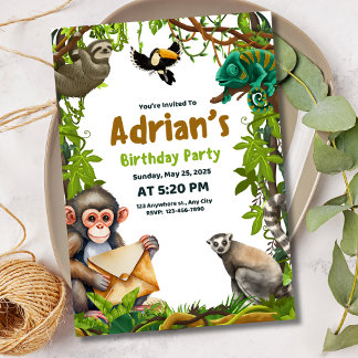 Jungle Birthday Einladung Safari Tiere Geburtstag