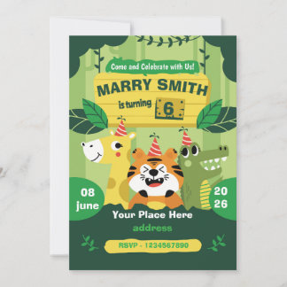 Jungle Birthday Invitation – Wild Animal Safari  Einladung