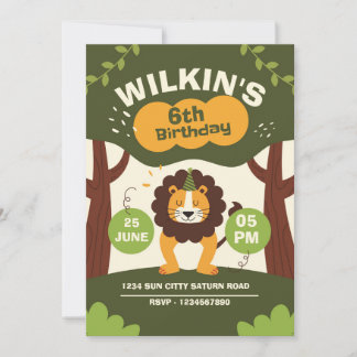 Jungle Birthday Invitation – Wild Animal Safari Th Einladung