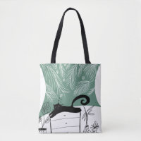 Jungle Black Cat Tropical Pflanze Illustration