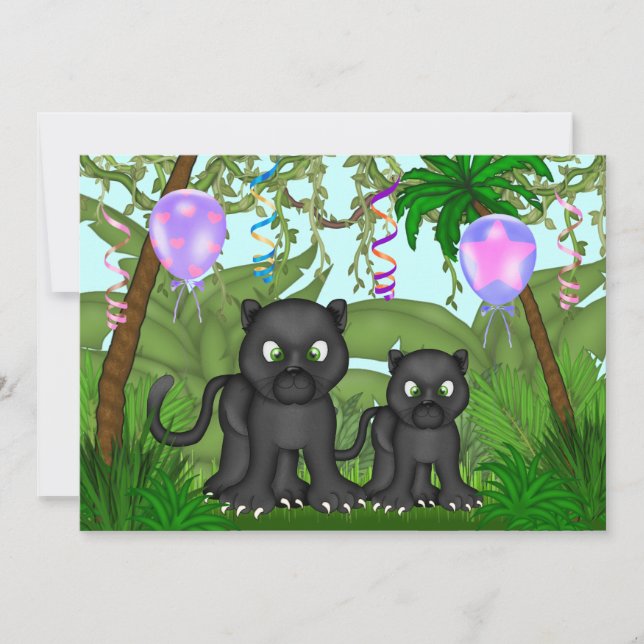 Jungle Black Panther Babydusche Einladung (Vorderseite)