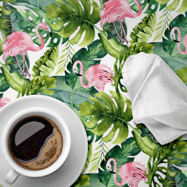 Jungle Blätter Pink Flamingo Tischdecke