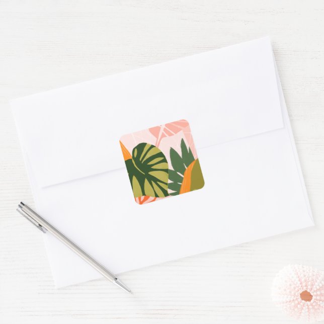 Jungle Collage I Quadratischer Aufkleber (Umschlag)