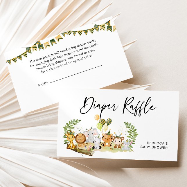 Jungle Diaper Raffle Babydusche Umschließkarte Visitenkarte (Von Creator hochgeladen)