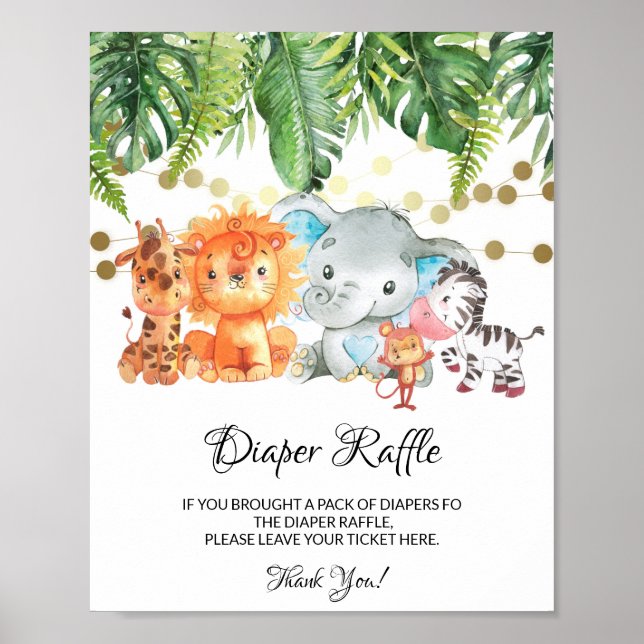 Jungle Diaper Raffle Sign Poster (Vorne)