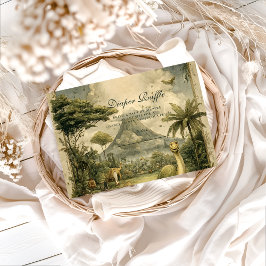 Jungle Dinosaur Baby Shower Diapper Raffle Begleitkarte