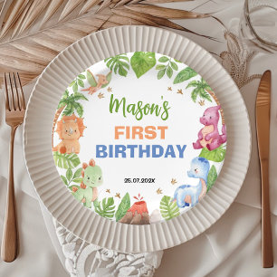 Jungle Dinosaur Boy Birthday Party Paper Teller