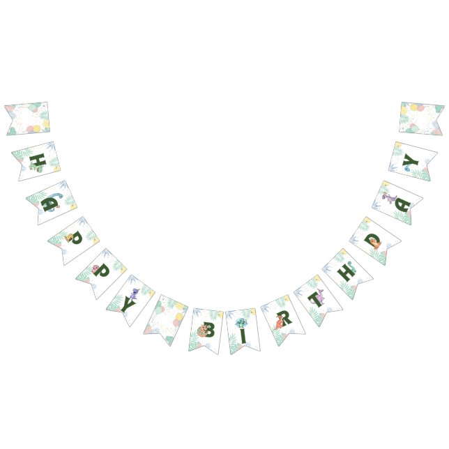 Jungle Dinosaur Roar Happy Birthday Banner (Alle)