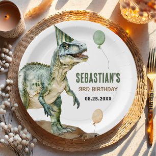 Jungle Dinosaur T Rex 3. Geburtstags-Party Pappteller
