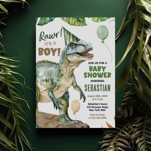 Jungle Dinosaur T Rex Baby Boy Dusche Einladung (Von Creator hochgeladen)