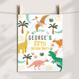Jungle Dinosaur T-Rex Kindergeburtstag Begrüßungsz Poster