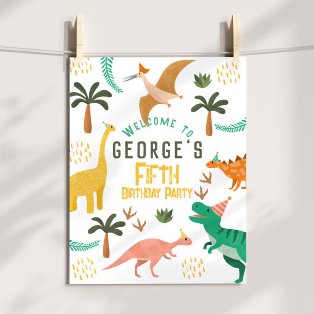 Jungle Dinosaur T-Rex Kindergeburtstag Begrüßungsz Poster (Von Creator hochgeladen)