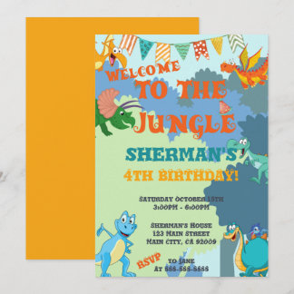 Jungle Dinosaurier 1. 2. 3. 4. 5. Kindergeburtstag Einladung