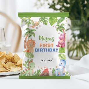 Jungle Dinosaurier 1. Geburtstag Chip Bag Wrapper Flyer