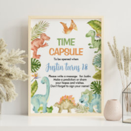 Jungle Dinosaurier Geburtstag Zeitkapsel Zeichen Poster