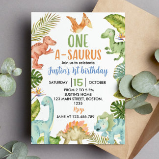 Jungle Dinosaurier Geburtstagsparty Einladung