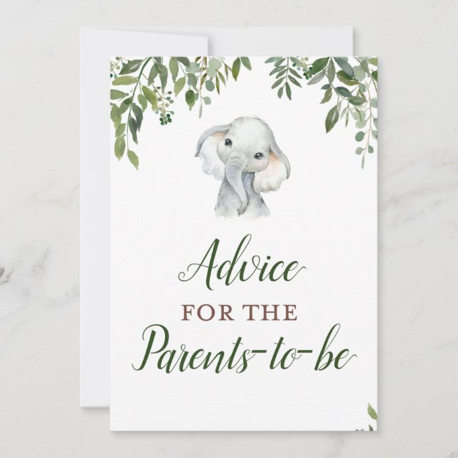 Jungle Elefant Advice for Parents Sign Size 12x18" Einladung (Vorderseite)