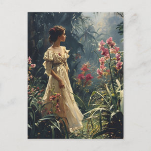 Jungle Elegante: Vintages Orchid Portrait Postkarte