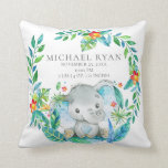 Jungle Elephant Baby Birth Stats Pillow Kissen<br><div class="desc">Niedliches Dschungel Elefant Baby Dusche Design Kissen für einen kleinen Jungen. Einfach mit den Geburtsdaten des Babys personalisieren! Ändern Sie die Hintergrundfarbe,  indem Sie auf Anpassen klicken und unsere Farbauswahl verwenden. Matching Artikel in unserem Shop erhältlich.</div>
