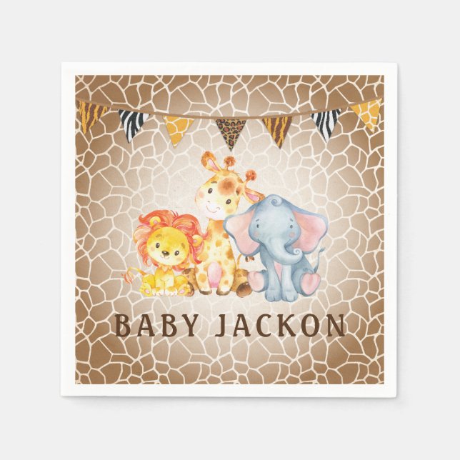 Jungle Elephant Baby Dusche Napkins Serviette (Vorderseite)