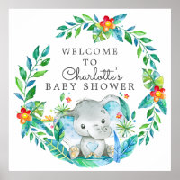 Jungle Elephant Baby Dusche Willkommen